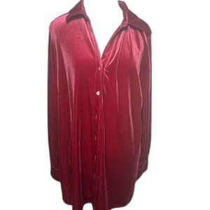Foxcroft Blouse Velvet Pleated Back Fairy Whimsygoth witchy Pink Red XL